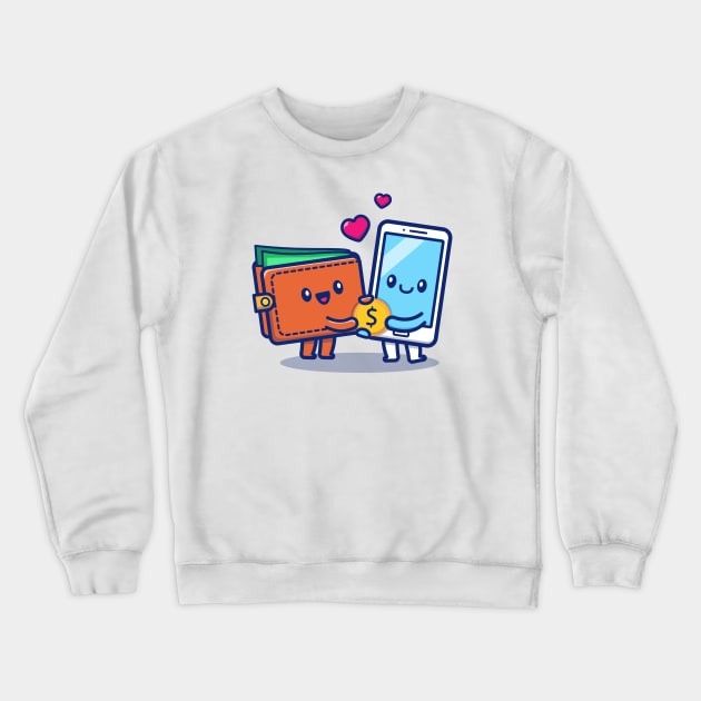 Cute Couple Wallet Money And Phone Crewneck Sweatshirt by Catalyst Labs